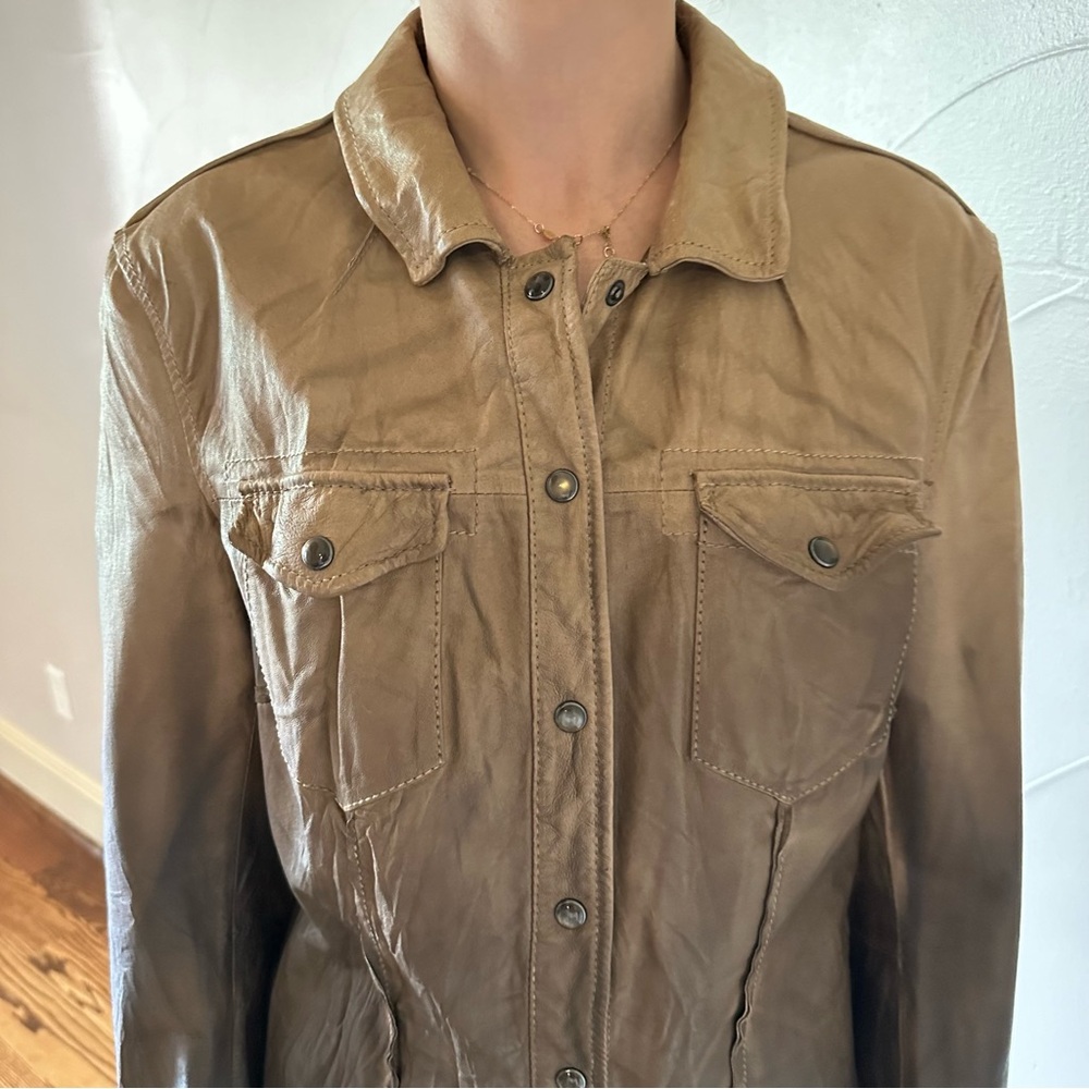 ALLSAINTS Brown Ombre Leather Shirt Jacket🌸 - Picture 5 of 13